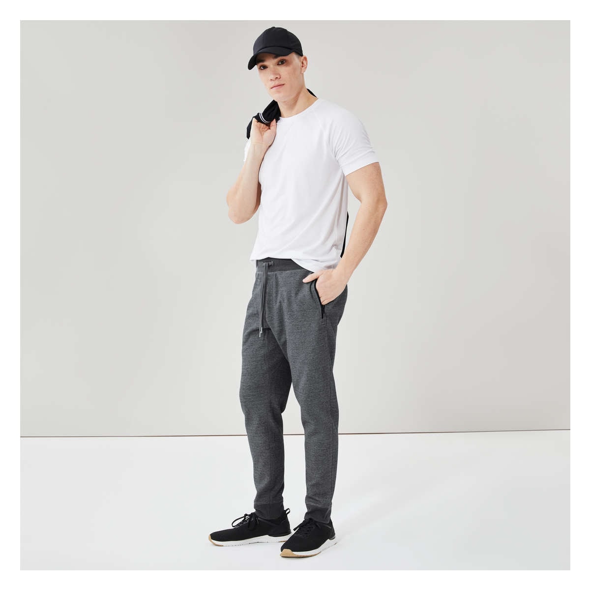 Men's Zip Pocket Active Jogger in Dark Grey Mix from Joe Fresh Men's Zip Pocket Active Jogger in Dark Grey Mix from Joe Fresh